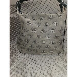 Dooney and Bourke Gray/Black Signature Logo Canvas Shoulder Bag
